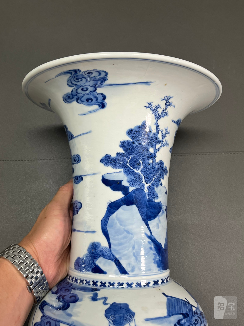 清康熙  青花“穆桂英挂帅”凤尾尊（一对） - 图16